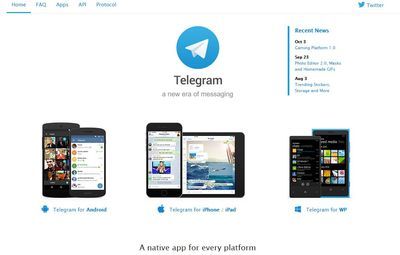 Мессенджер telegram работает и у него есть официальный сайт
